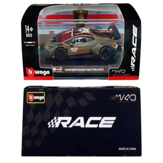 Lamborghini Huracan Super Trofeo EVO2 #63 Matt Green with Black Top & Graphics "Roger Dubuis" 1/43 Diecast Model Car by Bburago image {2}