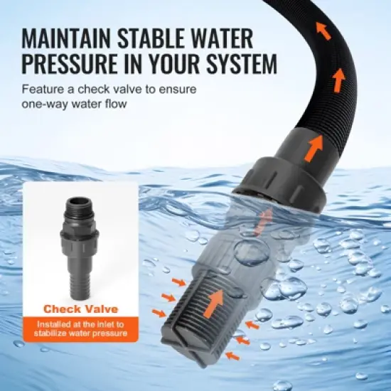 VEVOR 1 HP Shallow Well Pump with Pressure Tank, 1000 GPH, Automatic Irrigation Water Booster Pump with 130 ft Head Lift 20/40 PSI Pressure, Black image {5}