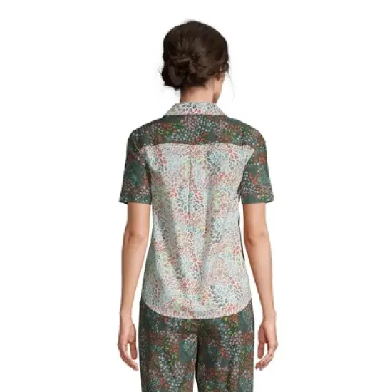 Lands' End Women's Short Sleeve Cotton Poplin Pajama Shirt image {1}