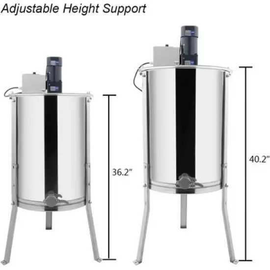 VINGLI Upgraded Electric 4 Frame Honey Extractor, Stainless Steel Honeycomb Spinner Drum with Adjustable Height Stands image {2}