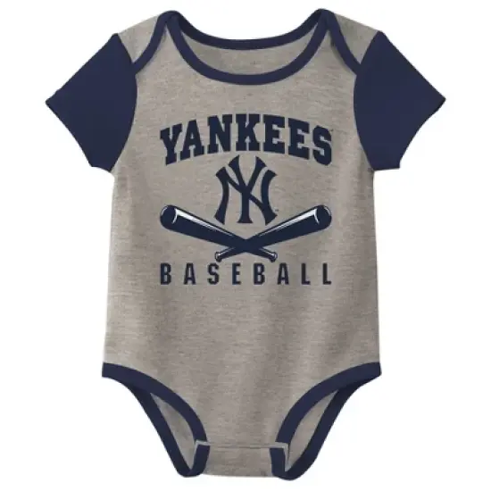 MLB New York Yankees Infant Boys' White Pinstripe 3pk Bodysuits image {2}