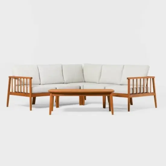 Saracina Home 6pc Modern Boho Outdoor Eucalyptus Spindle Sectional 
 image {10}