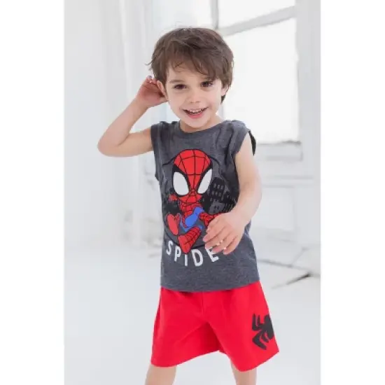 Marvel Spidey and His Amazing Friends Graphic T-Shirt Tank Top French Terry Shorts 3 Piece Outfit Set image {5}