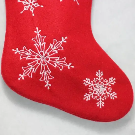 Northlight 16" Red and White Merry Christmas Snowflake Embroidered Christmas Stocking image {2}