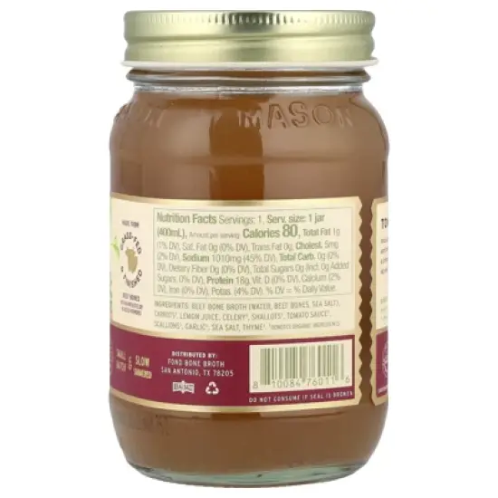 FOND Bone Broth Beef Bone Broth, Tomato & Thyme, 14 fl oz (400 ml) image {1}