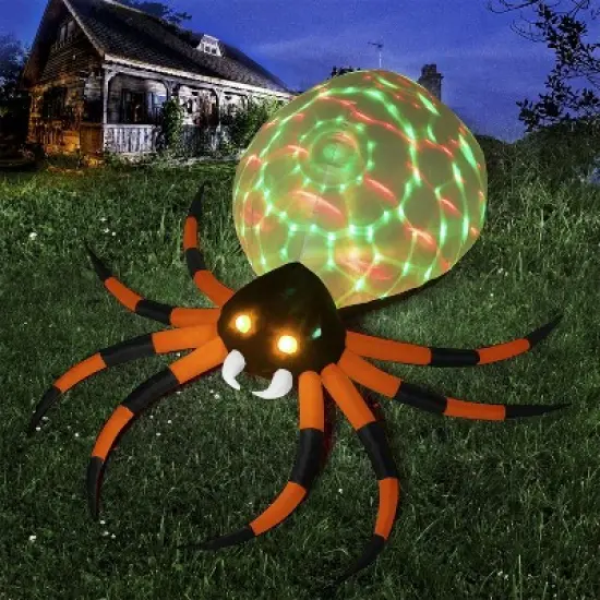 Joyfy 8 FT Halloween Inflatable Outdoor Decorations, Giant Spider Inflatable with Rotating Light and Glowing Eyes for Halloween Party Yard Lawn Decor image {4}