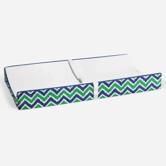 Bacati - MixNMatch Blue/Green White Changing Pad Cover image {3}