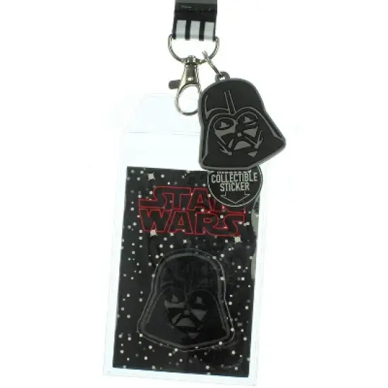 Star Wars Darth Vader ID Lanyard Badge Holder With 1.5" Rubber Charm Pendant image {2}