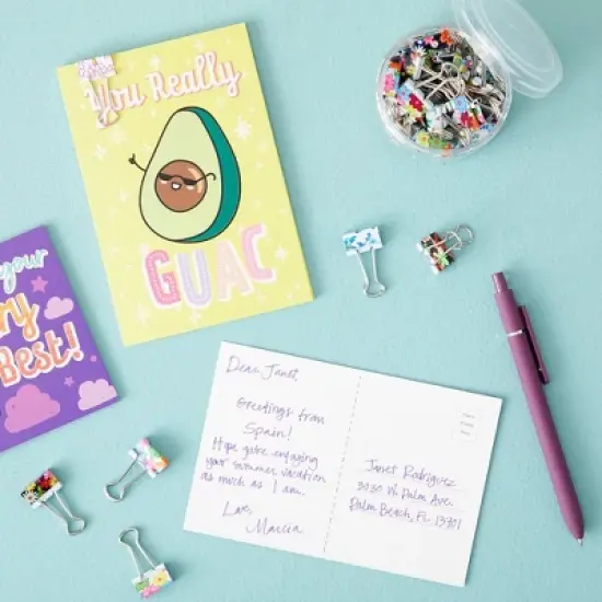 Juvale 40 Pack Cute Binder Clips for Paper, Notebooks, Planners, File Folders, Organization for School and Work, 6 Floral Designs. 1.5 x 0.75 In image {2}