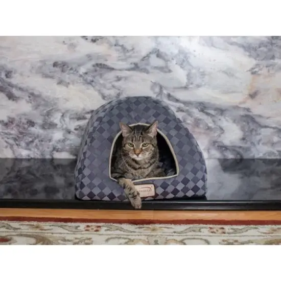 Armarkat Cat Bed C65HHG/LS, Purple Gray Combo Checkered Pattern image {4}
