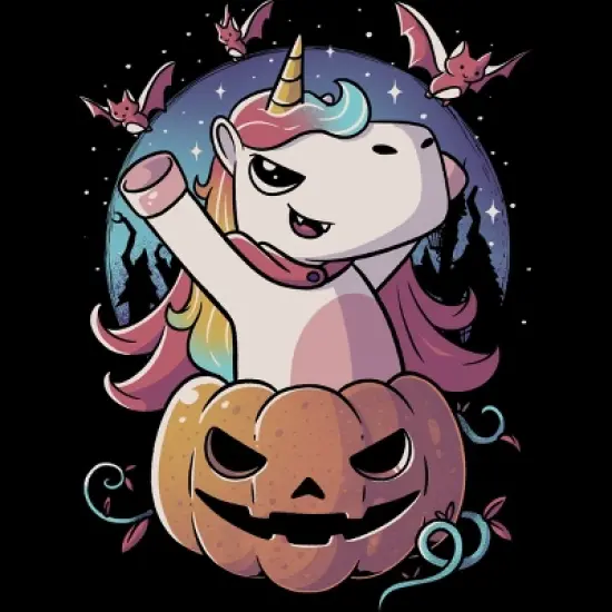 Junior's Design By Humans Spooky Unicorn Funny Cute Magic Halloween By EduEly T-Shirt image {1}