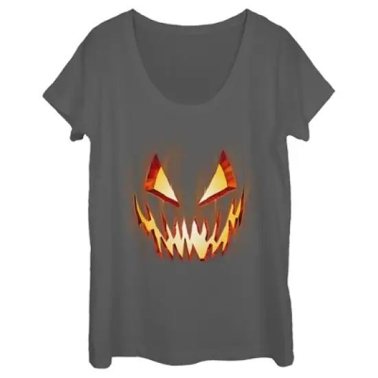 Women's Lost Gods Evil Pumpkin Face Scoop Neck image {4}