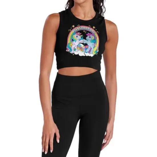 Women's My Little Pony Retro Unicorn Fist Bump Sleeveless Crop Top Tank image {5}