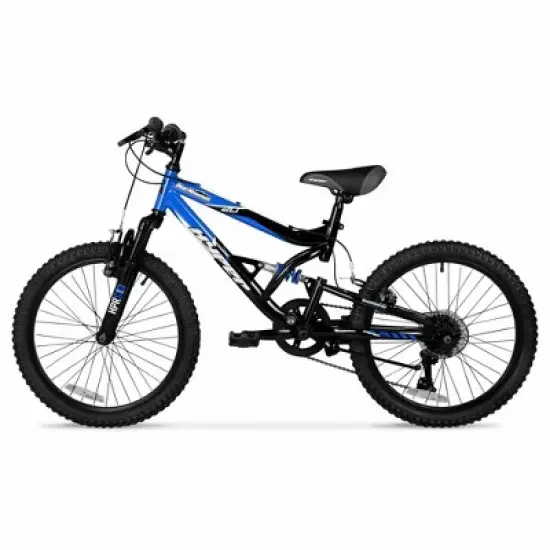 Hyper 20" Full Suspension Bear Mountain Bike - Black/Blue: 7-Speed, Steel Frame image {4}
