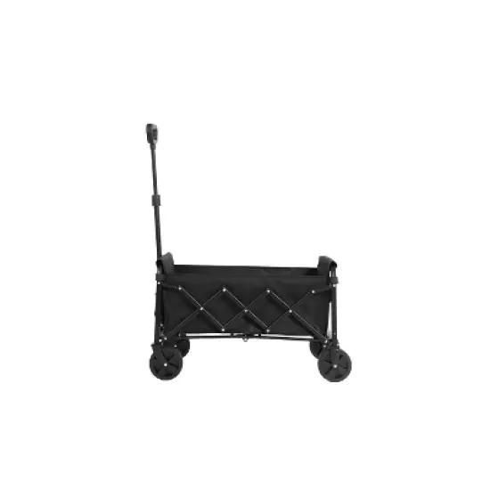 DOMETOUR Lightweight Folding Beach Wagon with Wheels - Heavy Duty Utility Cart for Grocery, Camping, Shopping, Sports, Garden - Large Capacity - Black image {9}