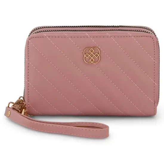 Daisy Fuentes Women's Diagonally Quilted Compact Wallet, Large Capacity with Double Zipper Closure image {8}