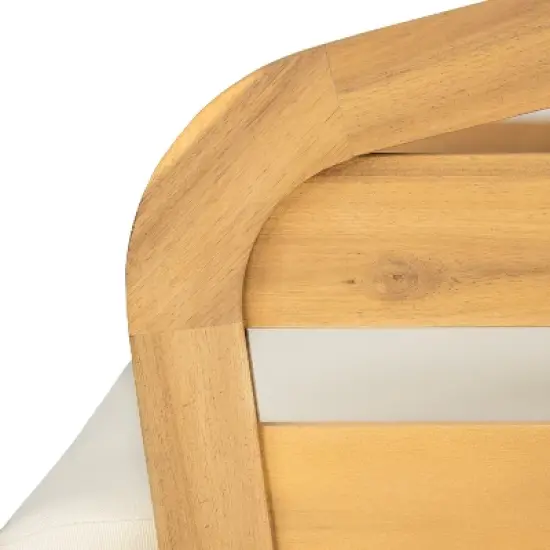 Christopher Knight Home Venteb Patio Slat Design Acacia Wood Upholstered Club Chair, Teak/Beige, Set of 4 image {7}