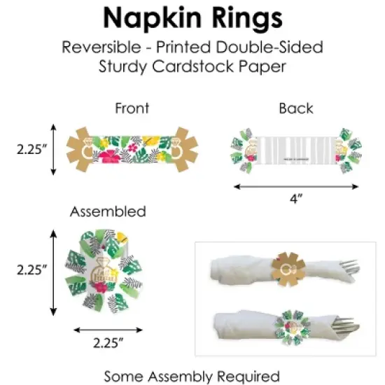 Big Dot of Happiness Last Luau Tropical Bachelorette Party & Bridal Shower Paper Charger and Table Decorations - Chargerific Kit - Place Setting for 8 image {5}