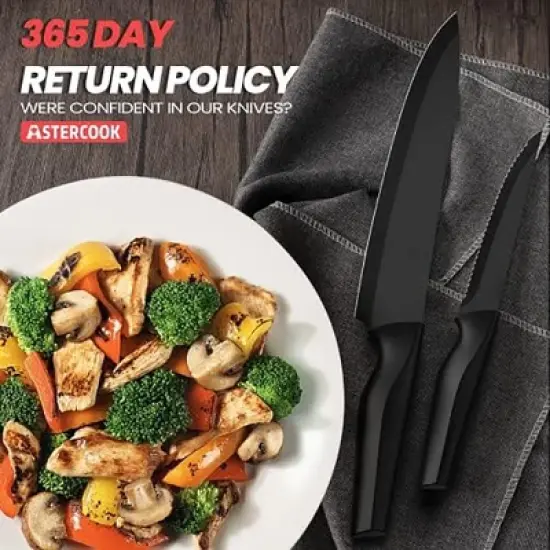 Itopfox 21-Piece Kitchen Knife Set with Block, Dishwasher Safe German Stainless Steel Knives with Built-in Sharpener, Black Knife Block Set image {5}