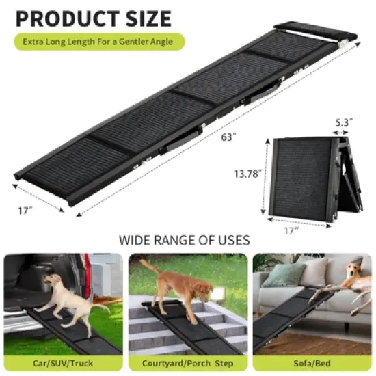 Upgraded Dog Ramp for Cars Folding Pet Ramp for Large Dogs with Non-Slip Surface Portable Dog Car Ramp,Dog Ramp Up to 250 LBS image {1}