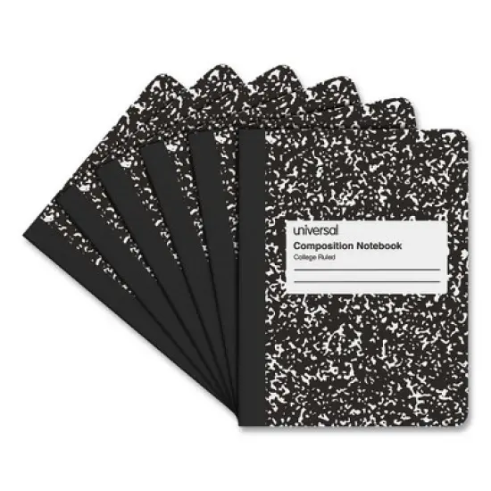Universal Composition Book, Medium/College Rule, Black Marble Cover, (100) 9.75 x 7.5 Sheets, 6/Pack image {5}