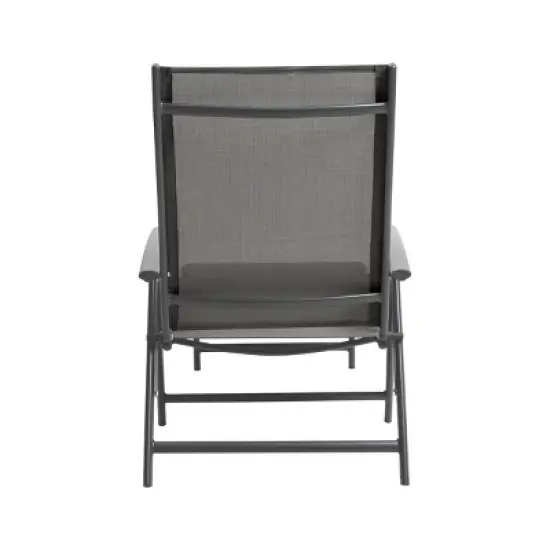 2pk Outdoor Aluminum Folding Recliner Adjustable Chaise Lounges Gray - Crestline Products: Patio Pool Furniture, No Assembly Required image {3}