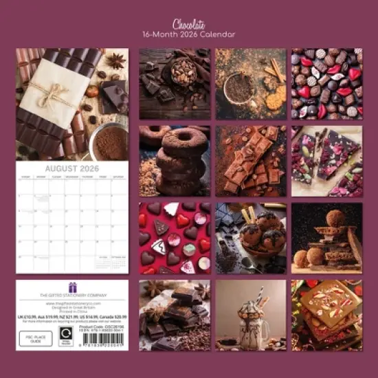 2026 Square Wall Calendar, Chocolate, 16-Month Food Theme with 180 Reminder Stickers (12x12 In) image {3}