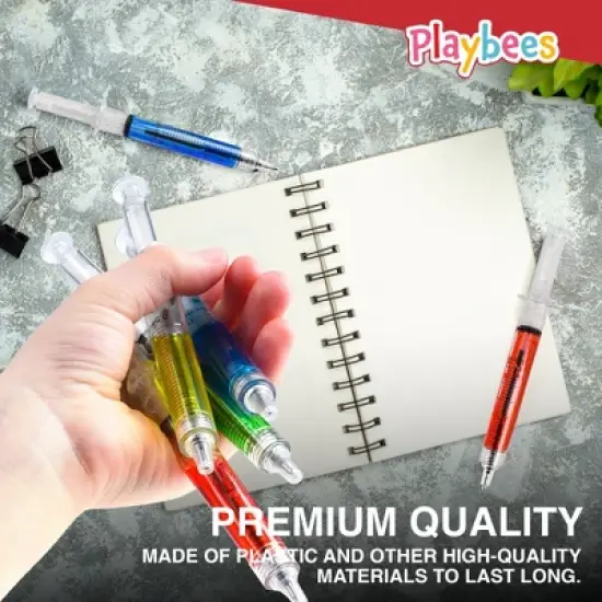Playbees Syringe Retractable Ballpoint Pens - 12 Pack: Fun & Functional Writing Tools for All Ages image {4}