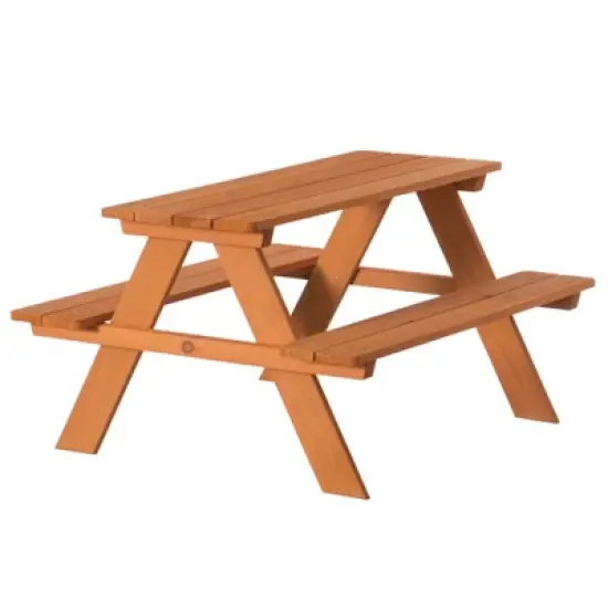 Gardenised Wooden Kids Outdoor Picnic Table for Garden and Backyard, Stained image {11}