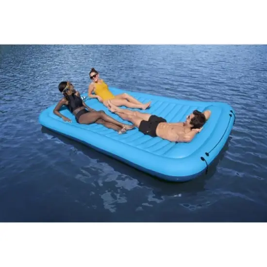 Bestway Hydro-Force Sun Soaker 4 Person Inflatable Platform Lake Floating Dock Water Lounger for Beach Days and Sun Tanning, Blue image {3}