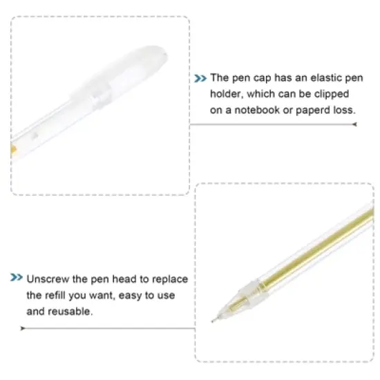 Unique Bargains 0.6mm Tip Gel Ink Rollerball Pens Gold/Silver/White 9 Pcs image {3}