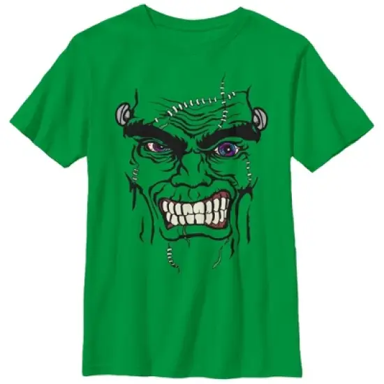 Boy's Lost Gods Halloween Frankenstein Monster Face T-Shirt image {2}