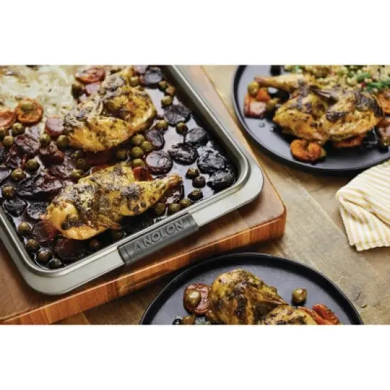 Anolon Advanced Bronze Bakeware 11" x 17" Nonstick Cookie Sheet with Silicone Grips: Even-Heating, Soft-Grip Handle image {3}