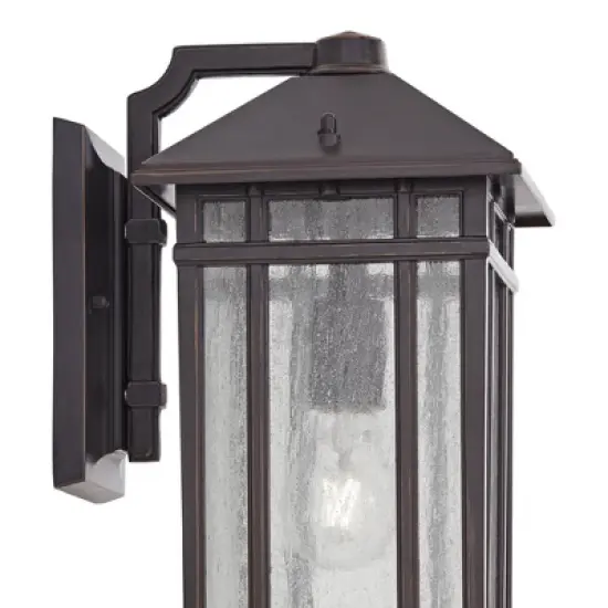 Kathy Ireland Art Deco Outdoor Wall Light Fixture Rubbed Bronze 16 1/2" High Seedy Glass Panels for Exterior House Porch Patio image {2}