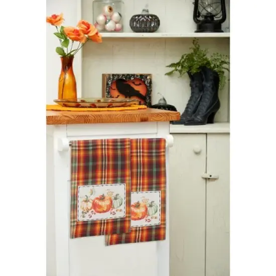 C&F Home Randall Plaid Pumpkin Patch Applique Fall Woven Kitchen Towel image {2}