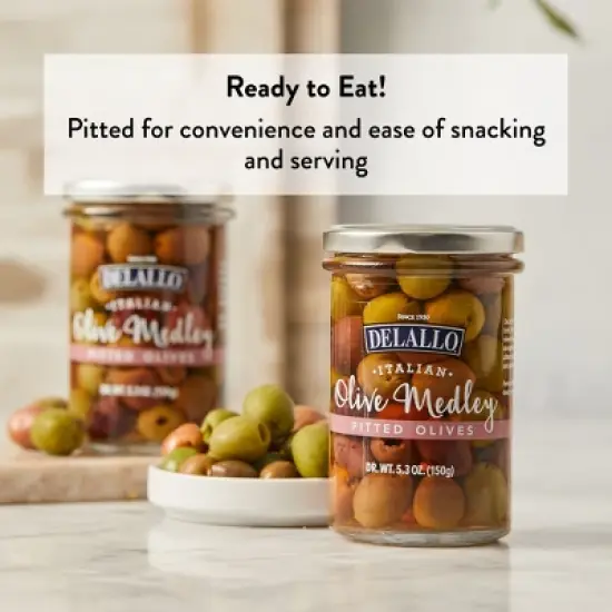 DeLallo Italian Pitted Olive Medley, 5.3 oz Jar, (3 Pack) image {1}
