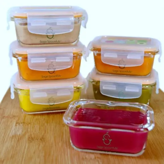 Sage Spoonfuls 6pk Durable Leakproof Glass Baby Food Storage Containers - Clear - 4oz image {8}
