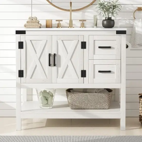 36" Farmhouse Bathroom Vanity with Sink Combo image {6}