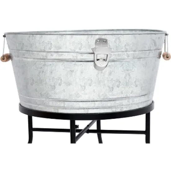 BirdRock Home 19Gal Galvanized Beverage Tub with Stand - Indoor & Outdoor - Silver image {6}