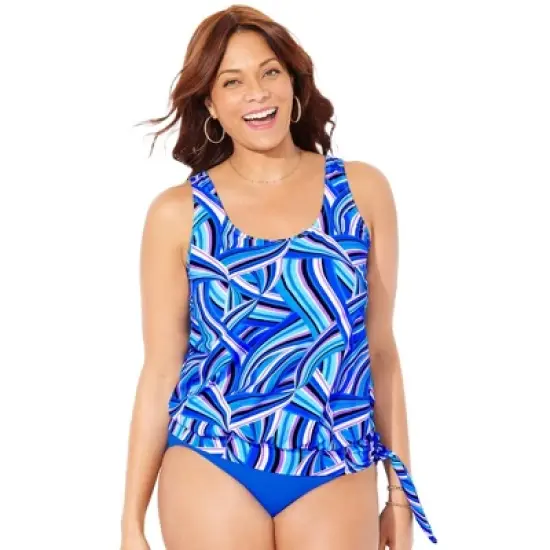 Swimsuits for All Women&rsquo;s Plus Size Side Tie Blouson Tankini Top image {5}