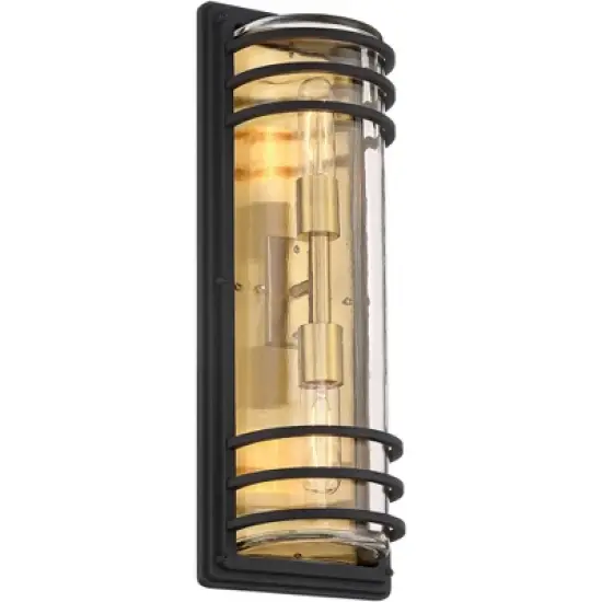 John Timberland Habitat Modern Outdoor Wall Light Fixture Black Brass Metal 21" Clear Glass for Post Exterior Barn Deck House Porch Yard Posts Patio image {4}