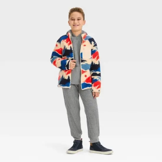 Boys' Faux Shearling Zip-Up Sweatshirt - Cat & Jack&trade; Off-White image {2}