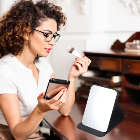 Unique Bargains Women Convenient Makeup Mirror for Travel Black 1 Pc image {2}