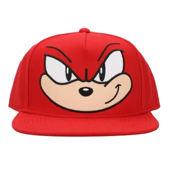 Sonic The Hedgehog Knuckles Big Face Men's Red Snapback Hat image {1}
