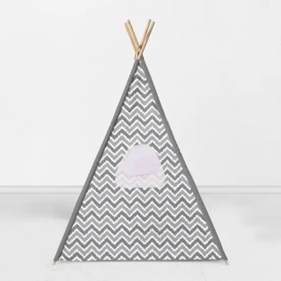 Bacati - Mix N Match Gray Chevron/Dots Play Tent for Kids/Toddlers, 100% Cotton Percale Fabric Cover image {3}