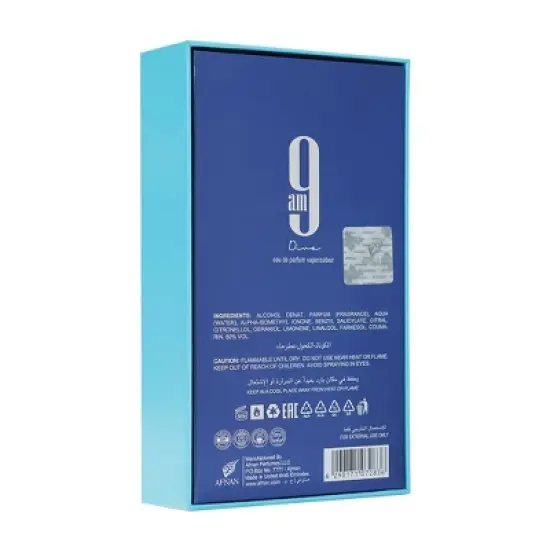 Afnan 9 AM Dive Unisex Perfume Eau de Parfum, 3.4 fl oz Fresh Aquatic Scent  for Men and Women image {4}