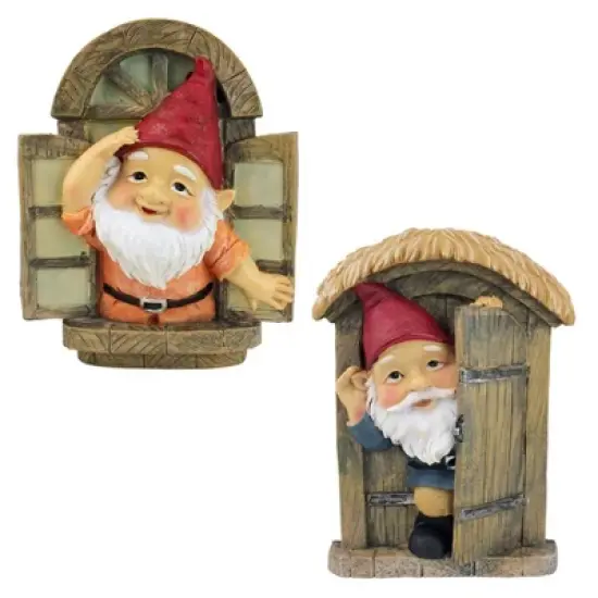 Design Toscano The Knothole Gnomes Garden Welcome Tree Sculpture: Window & Door Gnomes image {1}