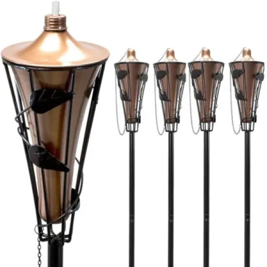Sorbus 4 Pack Outdoor Metal Patio Torches &ndash; Includes Fiberglass Wick and Snuffer Cap image {7}