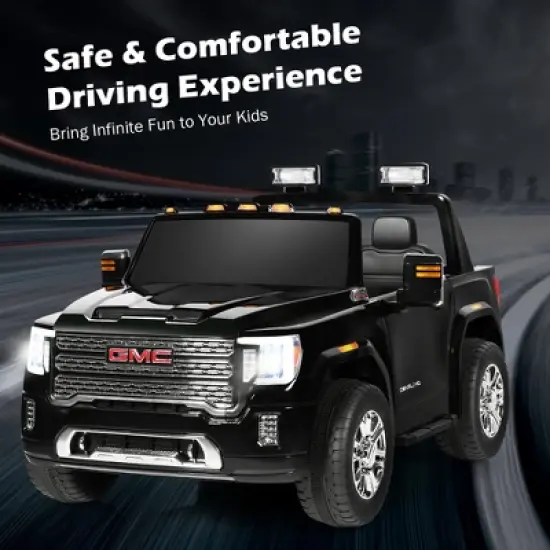 12V 2-Seater Licensed GMC Kids Ride On Truck RC Electric Car w/Storage Box White\ Black\Blue\Pink\ Red image {3}