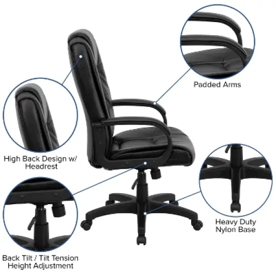 Emma and Oliver High Back Multi-Line Stitch Executive Swivel Office Chair with Arms image {2}